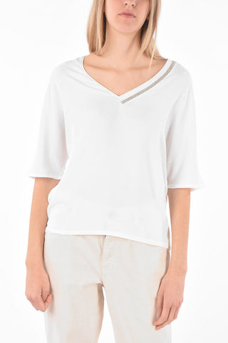 Silk Blend Blouse with Jewel Profiles