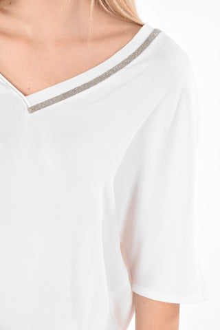 Silk Blend Blouse with Jewel Profiles