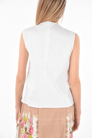Sleeveless Lace-up Detail Cotton Top