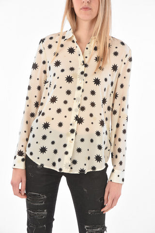 Standard Collar Printed Silk Shirt