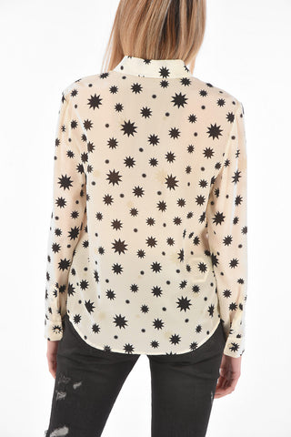 Standard Collar Printed Silk Shirt