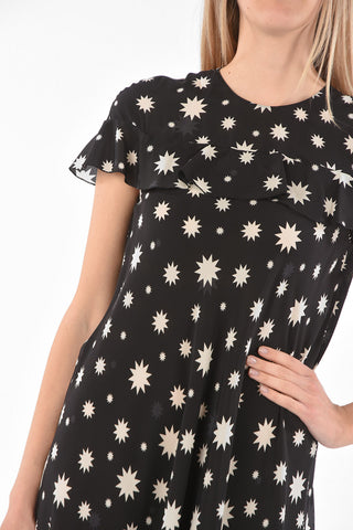 Ruffle-sleeved Printed Silk Maxi Dress