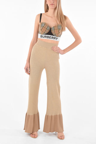 Pantaloni Flared in Tessuto Sostenibile a Costine