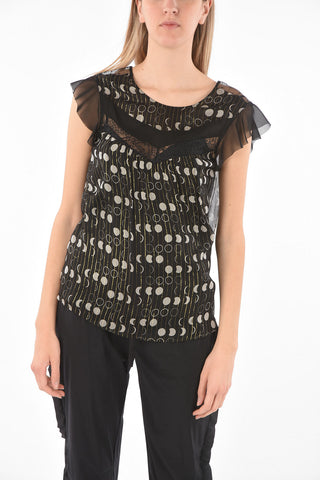 Top in Seta e Lurex con Dettaglio in Pizzo