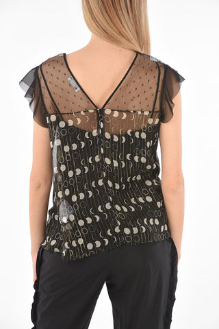Top in Seta e Lurex con Dettaglio in Pizzo