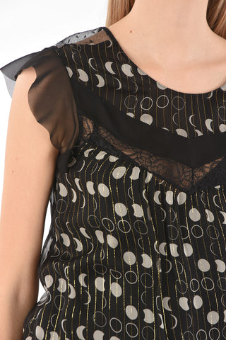 Top in Seta e Lurex con Dettaglio in Pizzo
