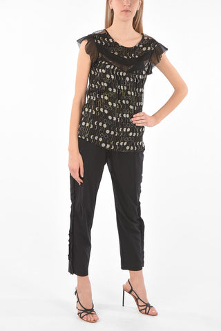 Top in Seta e Lurex con Dettaglio in Pizzo