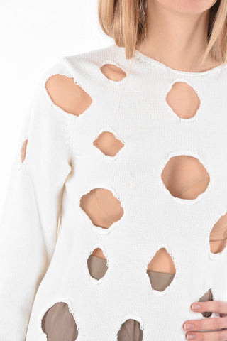 BLACK Crew Neck Distressed Sweater