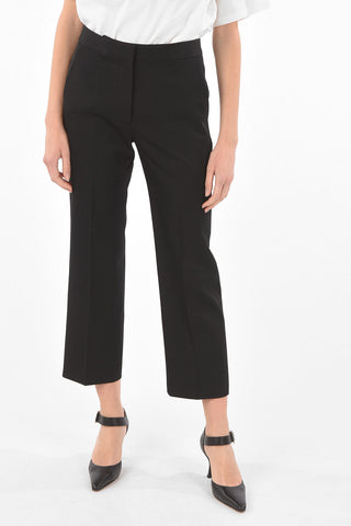 Hidden Fastening Cropped Fit Wool Pants