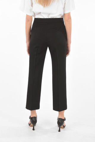 Hidden Fastening Cropped Fit Wool Pants