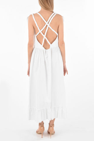 Criss Cross Strap Stretch Cotton Maxi Dress
