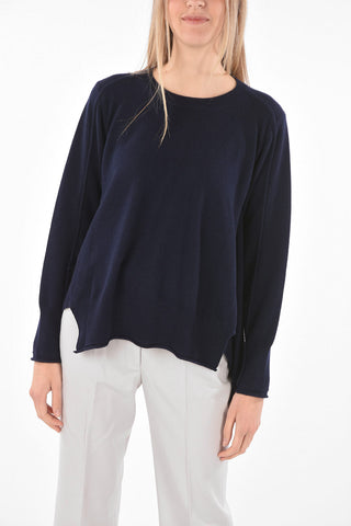 Crew Neck Side Draped Regenerated Cashmere Sweater