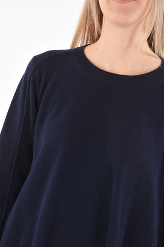 Crew Neck Side Draped Regenerated Cashmere Sweater