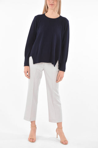 Crew Neck Side Draped Regenerated Cashmere Sweater