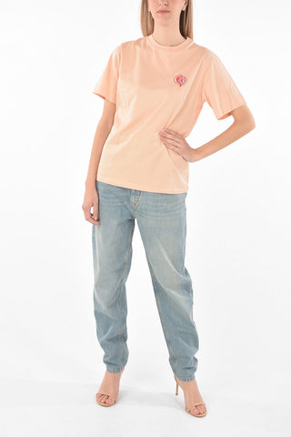 Crew Neck Embroidered Patch T-Shirt