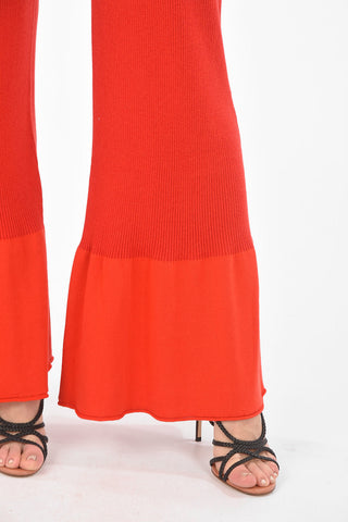 Sustainable Ribbed Fabric Flared Trousers