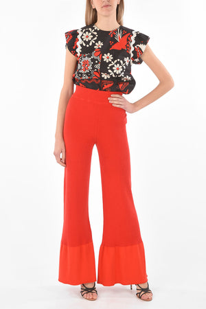 Sustainable Ribbed Fabric Flared Trousers