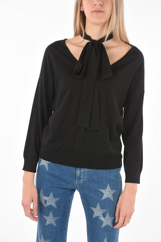 Maglia Tie Neck in Misto Lana