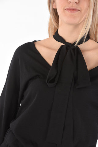 Maglia Tie Neck in Misto Lana
