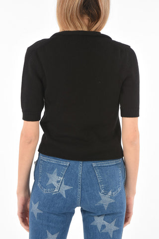 Short-sleeved Cut-out Detail Cotton Blend Top