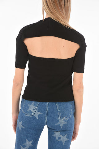 Bareback Cut-out Detail Cotton Blend Top