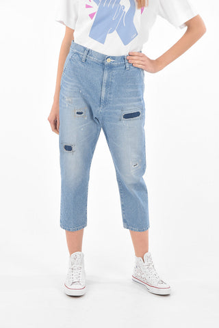 DENIM Jeans 4 Tasche Distressed con Toppe