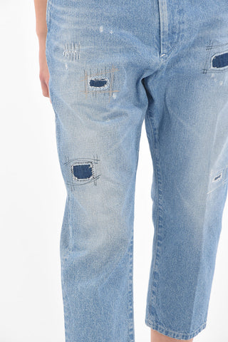 DENIM Jeans 4 Tasche Distressed con Toppe