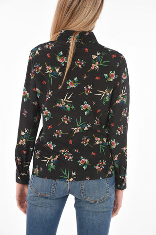 Camicia in Seta con Fantasia Floreale e Collo Puritan
