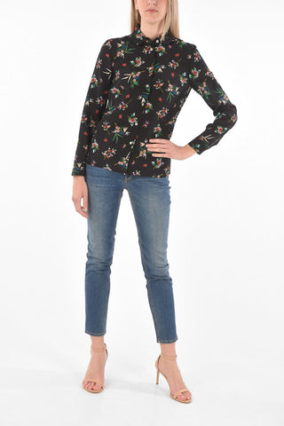 Camicia in Seta con Fantasia Floreale e Collo Puritan