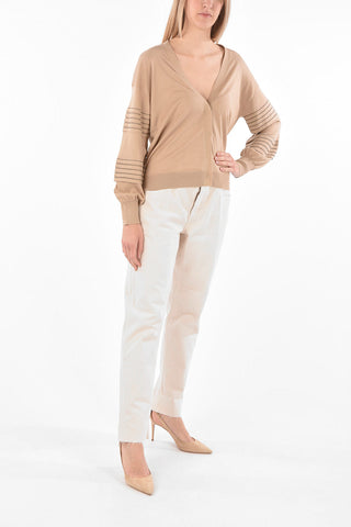 Maglia Cardigan in Cotone con Ricami Gioiello