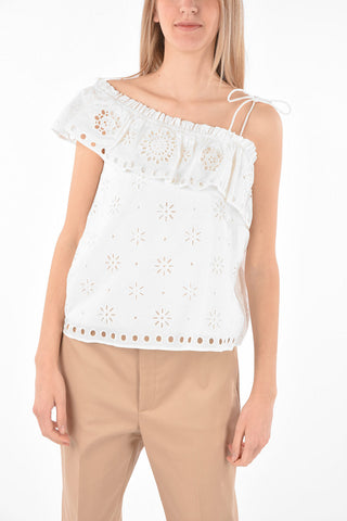 One-shoulder Sangallo Top