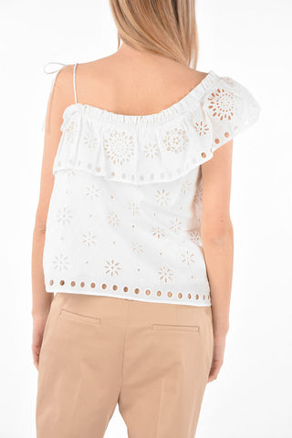One-shoulder Sangallo Top