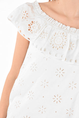One-shoulder Sangallo Top