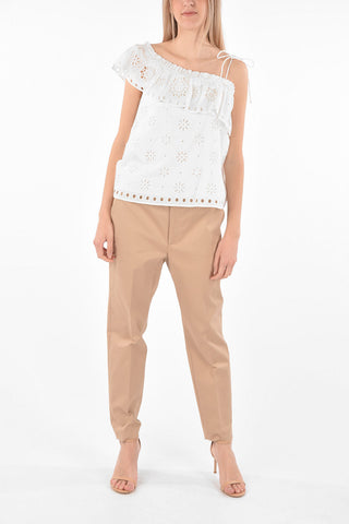 One-shoulder Sangallo Top