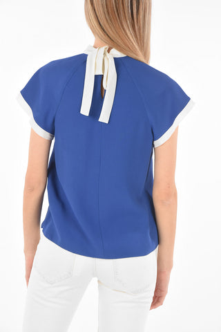Tie-Neck Short-sleeved Top