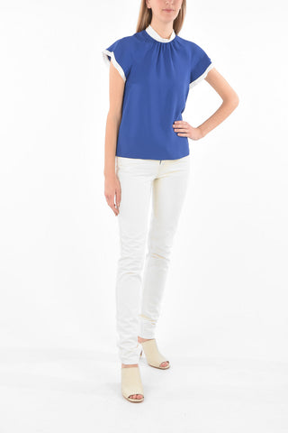 Tie-Neck Short-sleeved Top