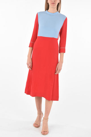 3/4-Sleeved Two Tone Dress