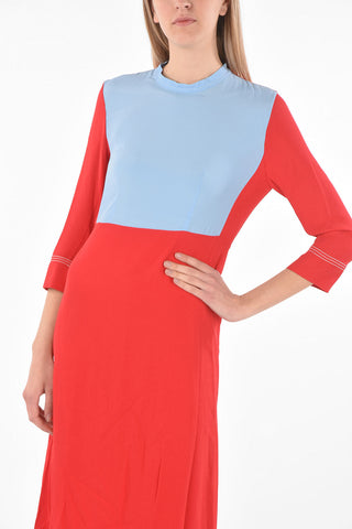 3/4-Sleeved Two Tone Dress
