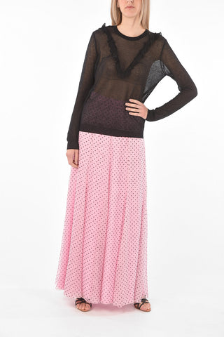 Crew Neck Ruffle Detail Ribbed Sweater