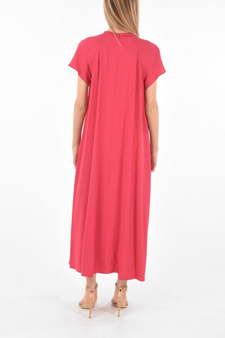 Maxi Dress con Collo Intrecciato e Maniche Cape