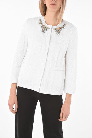 Jewel Brooch Lace Blazer