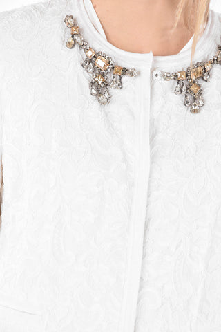 Jewel Brooch Lace Blazer