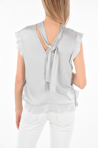 Tie Neck Ruffled Satin Top