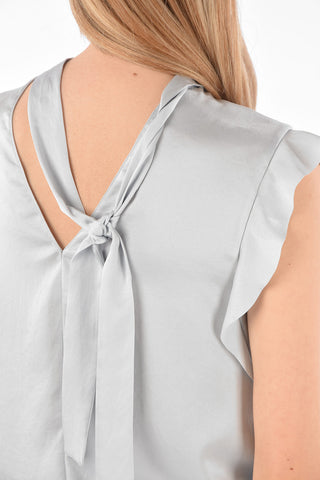 Tie Neck Ruffled Satin Top