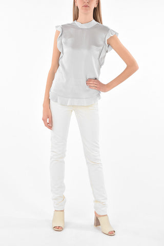 Tie Neck Ruffled Satin Top