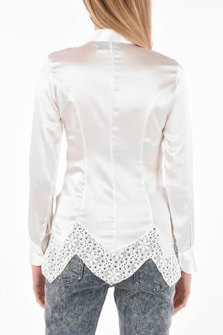 Camicia in Satin ADA con Dettaglio in Pizzo