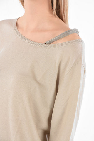 Maglia Girocollo con Dettaglio Gioiello