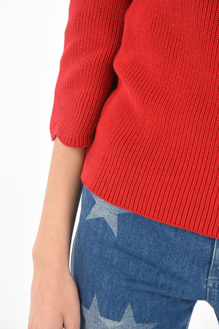 Crew Neck Angel-sleeved Cotton Sweater