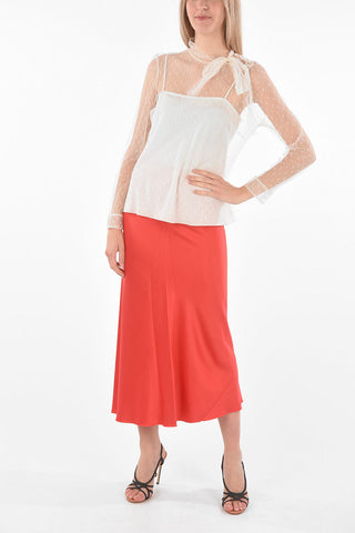 Tie Neck Mesh Blouse