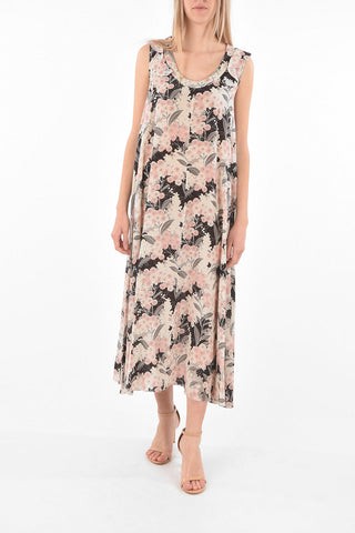 Floral Patterned Silk Maxi Dress